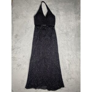 Vintage BEADS Dress Silk One-Piece Womens M Black Beaded Lined‎ Formal Cocktail